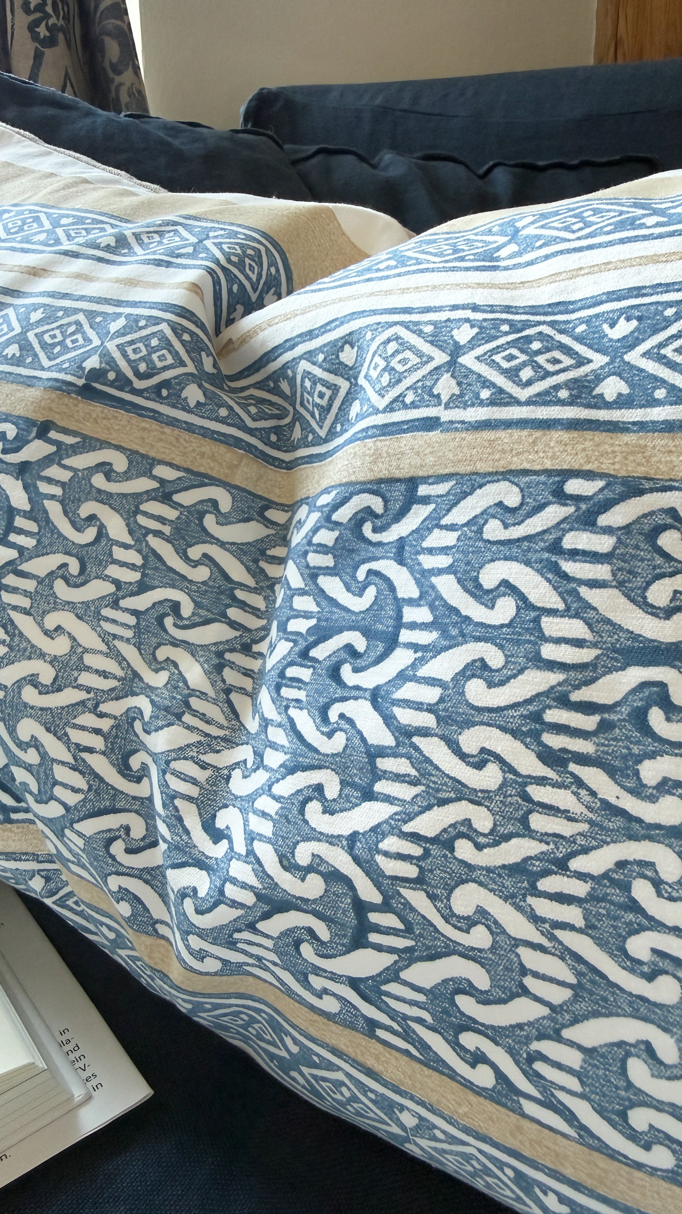 Ethno Kissen Blau Beige