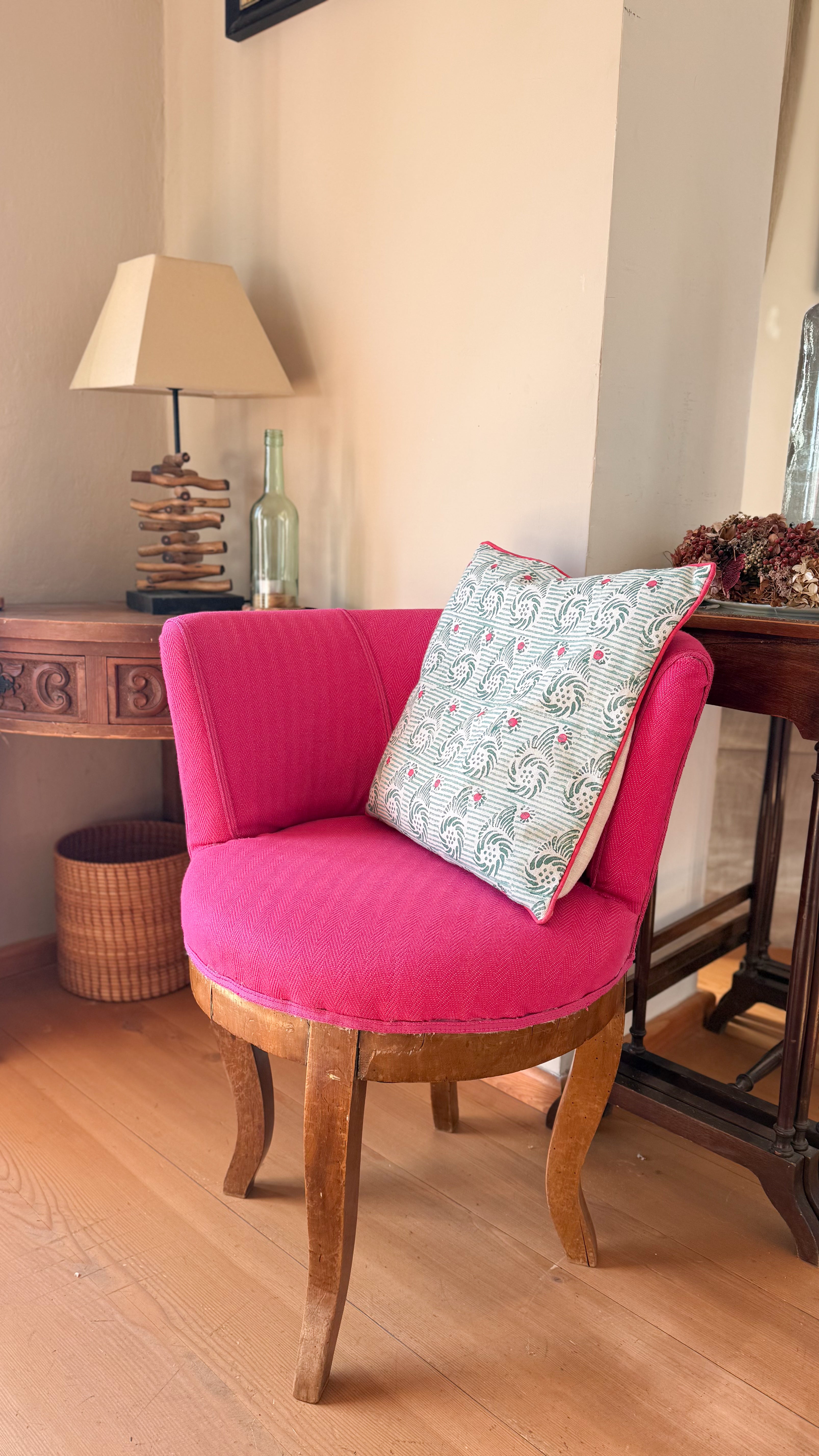 Paisley Kissen Petrol Pink