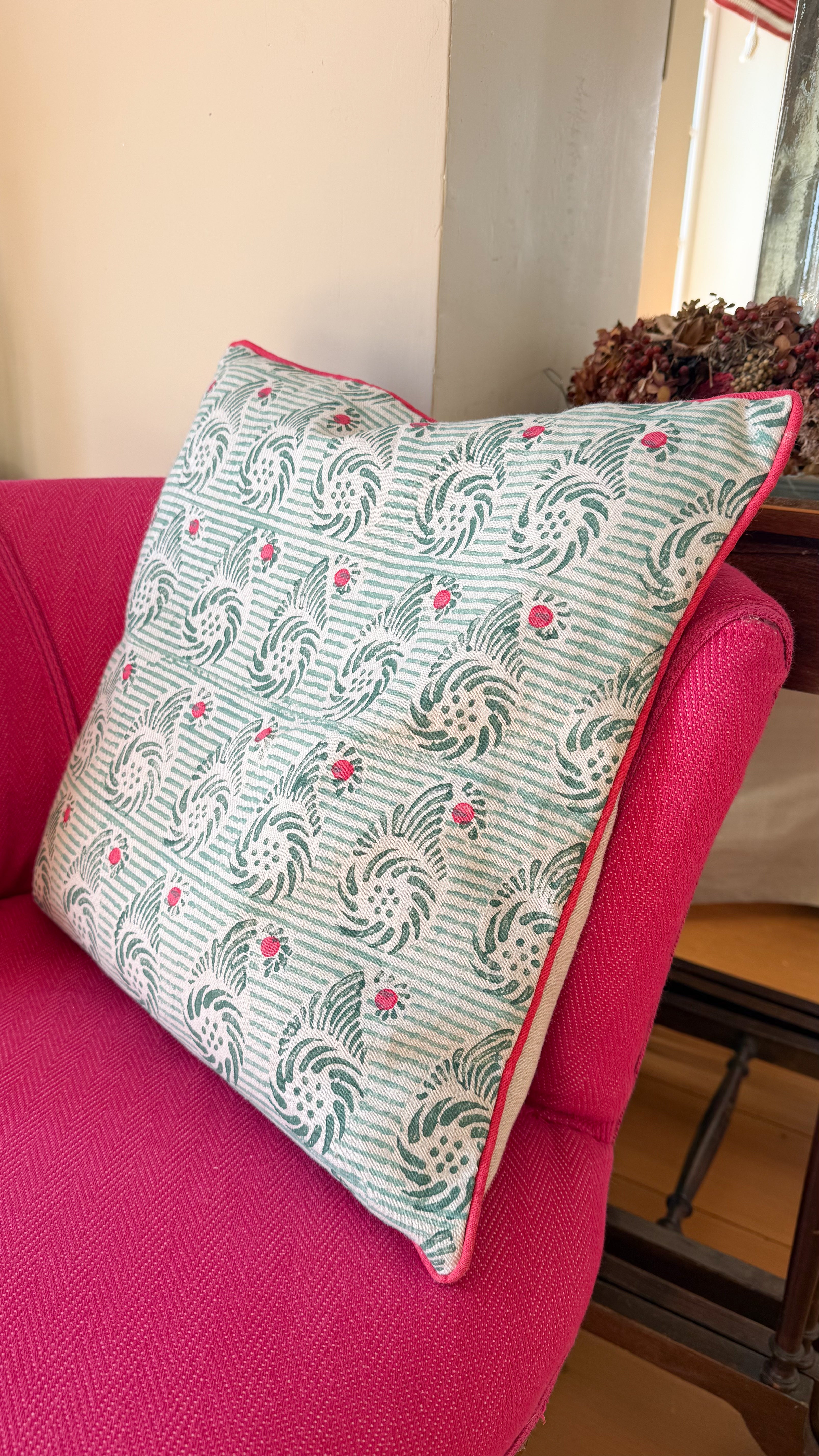 Paisley Kissen Petrol Pink