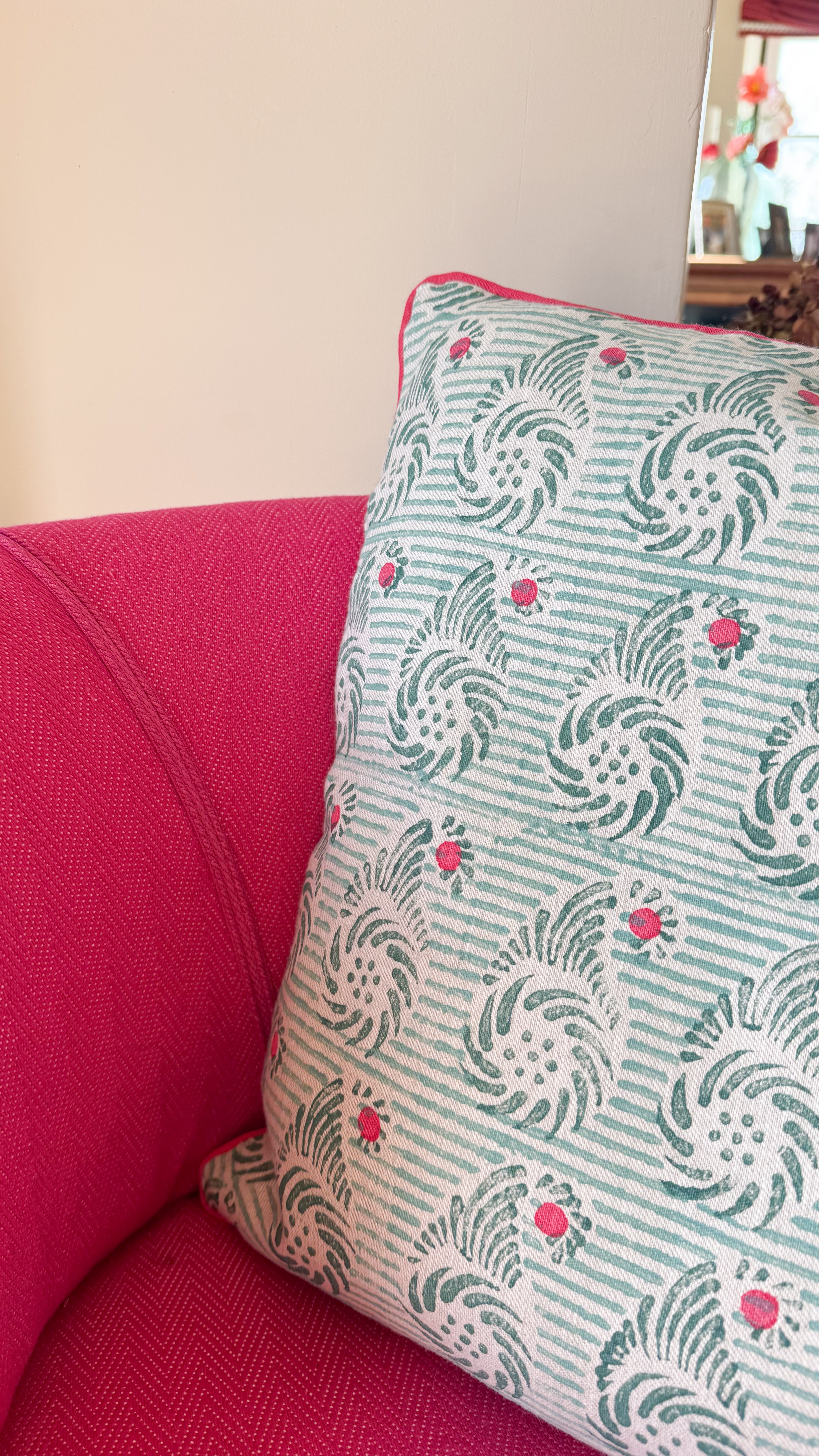 Paisley Kissen Petrol Pink