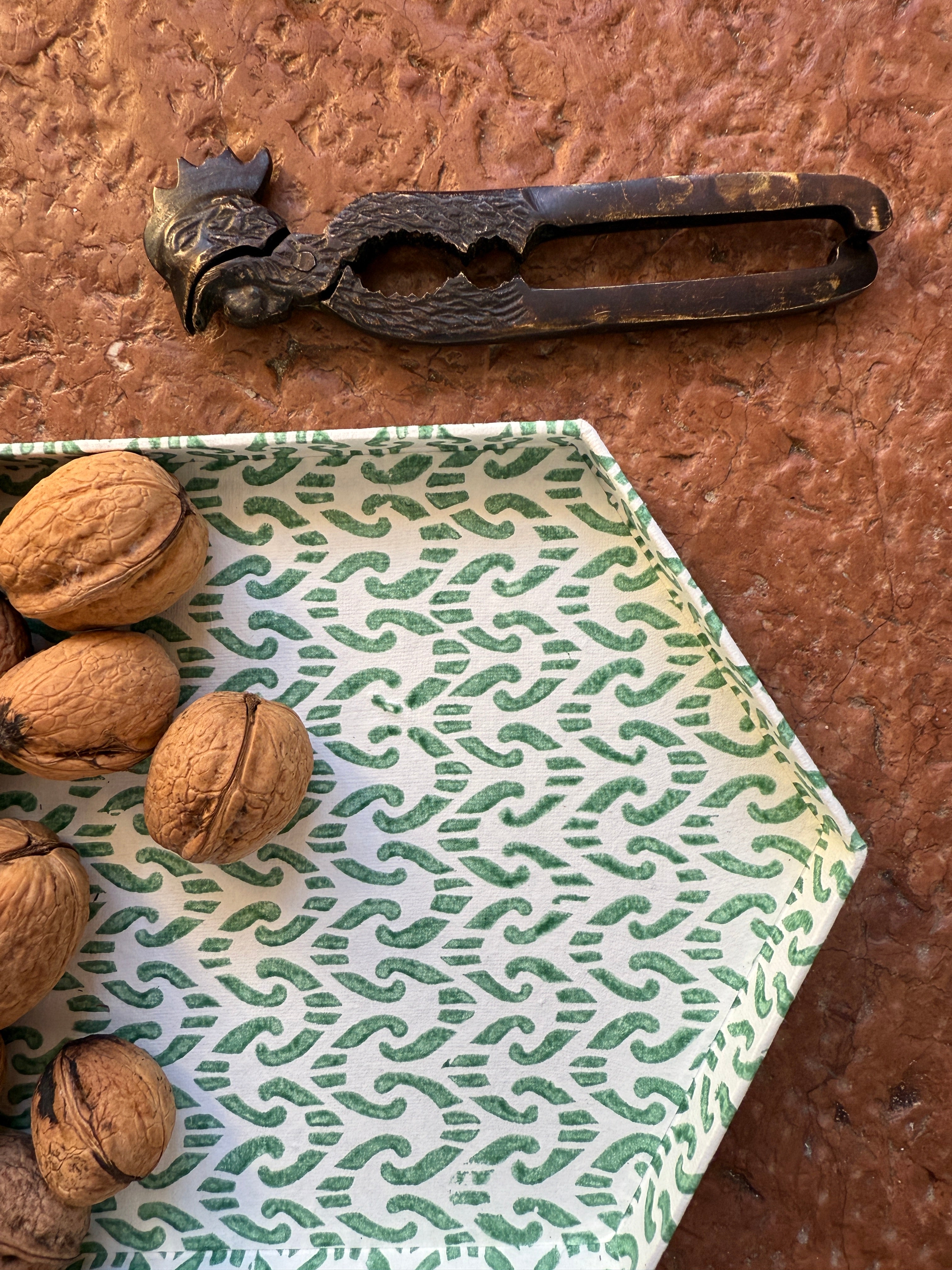 Tablett Set Hexagon Ikat Grün