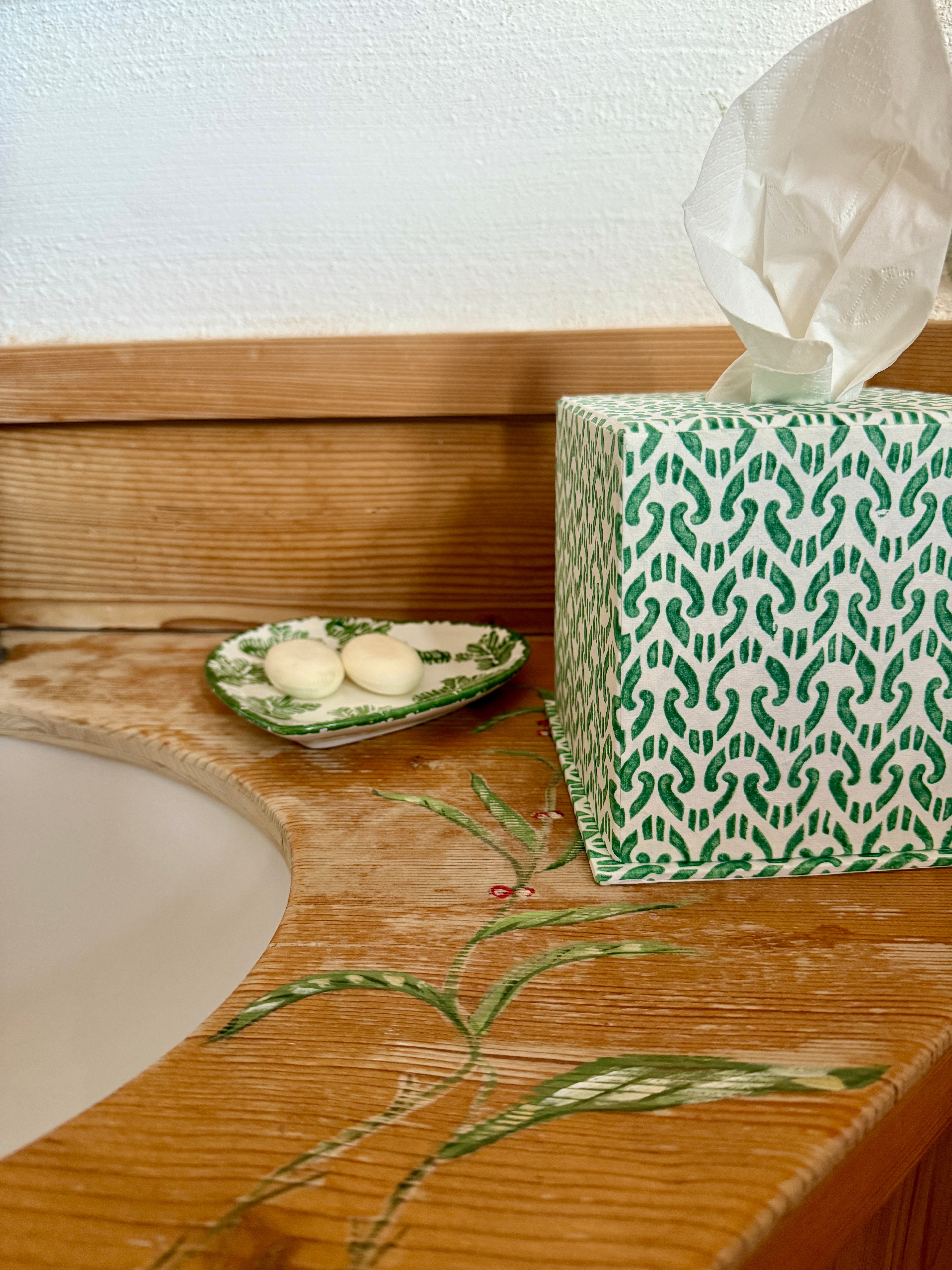 Taschentuch Box Ikat Grün