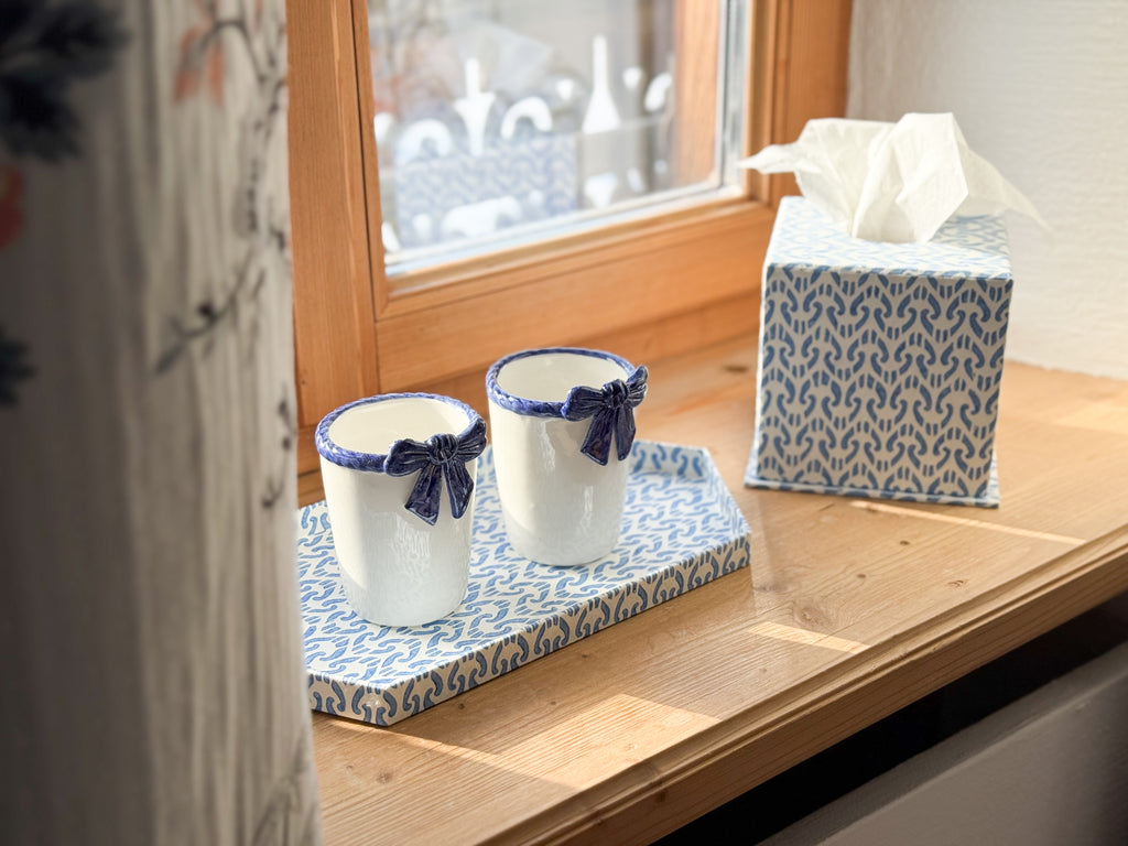 Tissue Box Ikat Blue