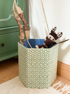 Waste Paper Bin Ikat Green