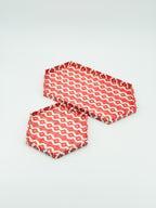 Tablett Set Hexagon Welle Rot