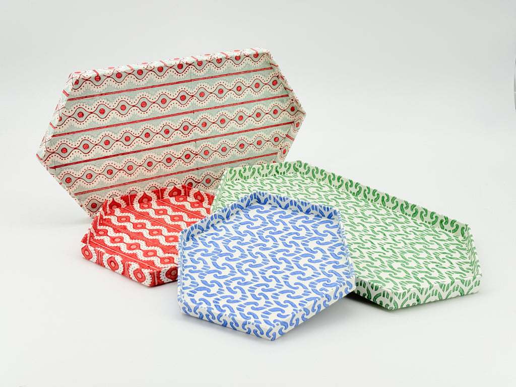 Tray Hexagon Wave Light Blue