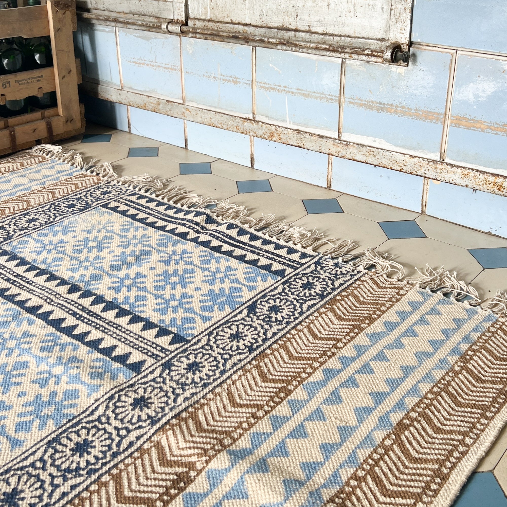 Teppich Schneeflocke Blau